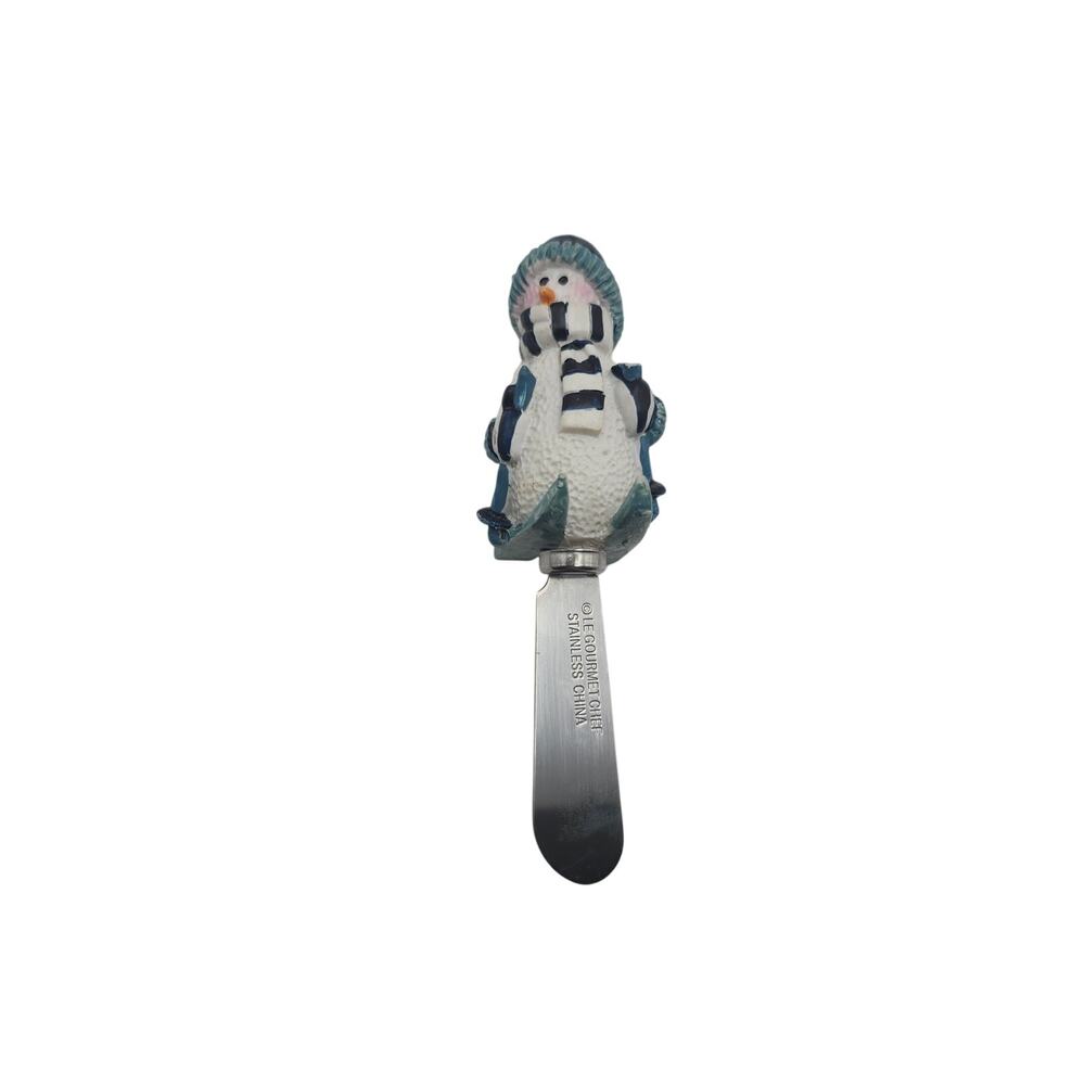 Le Gourmet Chef Snowman Cheese Spreader Christmas Holiday Resin Handle Stainless